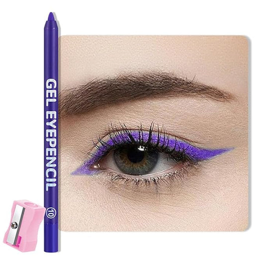 Purple Matte Gel Eyeliner Pencil, Multi-Use Waterline Eyeliner with Sharpener, Sharpenable Eye Liner Waterproof Smudge Proof, High Pigmented Eye Makeup Liners, Vegan & Cruelty-Free 10