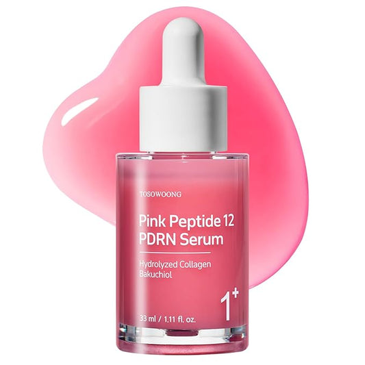 TOSOWOONG Pink Peptide 12 PDRN Serum With Salmon DNA PDRN 10,320ppm, 12 Peptides, Niacinamide, Skin glow, Hydrating, Moisturizing, Firming, Uneven Skin Tone, Korean Skincare, 33ml, 1.11 fl.oz.