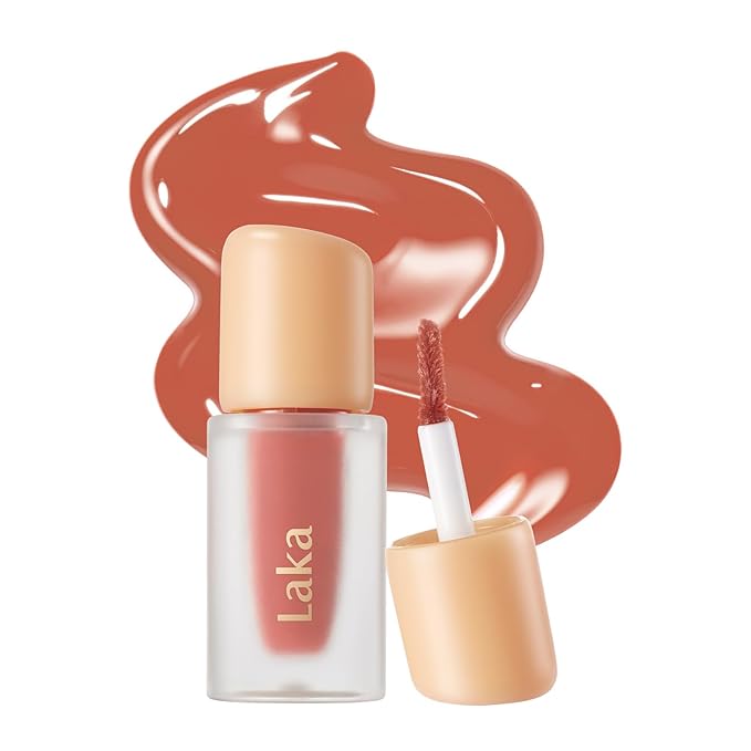 Laka Fruity Glam Lip Tint Mini, Glowing Lip Stain with Wide Color Spectrum, Hydrating & Lightweight Texture, Long-Lasting Bold Stain, Non-Sticky, Vegan, K-Beauty (#138 Parfait)