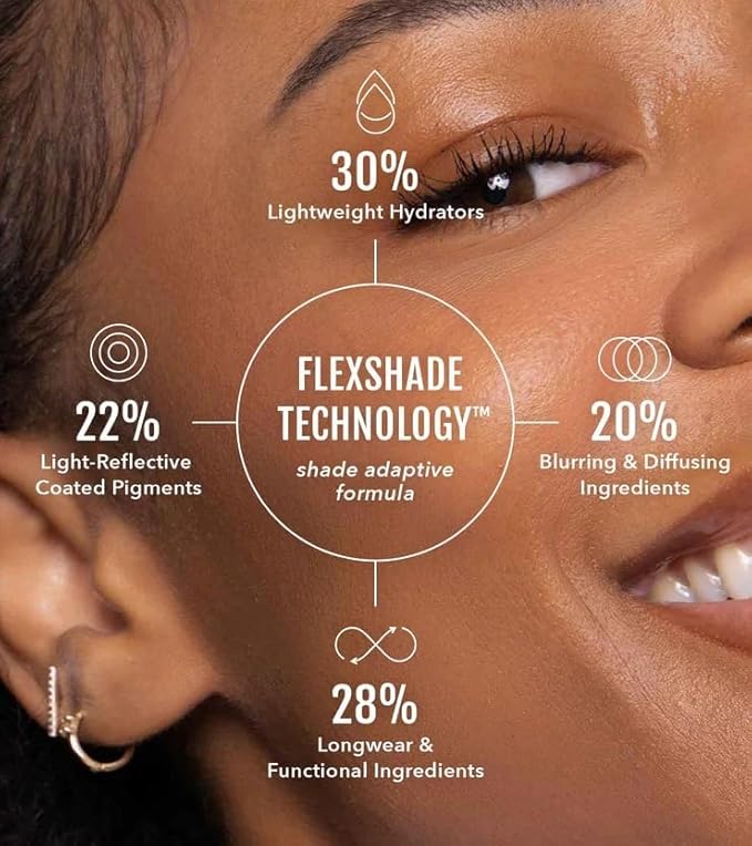 No Makeup Makeup Long-Lasting Lightweight Foundation & Brush Duo | Cruelty-Free, Fragrance-Free, Buildable, Transfer-Proof Makeup (Dark)