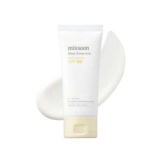 mixsoon Bean Sunscreen 1.69 Fl. Oz. / 50ml SPF 50 Airy Texture Type Lightweight No White Cast For Face Korean Glass Skin Care