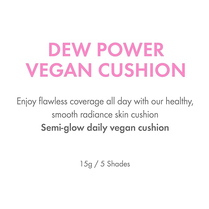Amuse SEOUL DEW POWER VEGAN CUSHION FOUNDATION (1.5 NATURAL) | Dewy, glow, long-lasting, double coverage, clean beauty, lightweight, natural look, foundation for sensitive skin, hydrating cushion