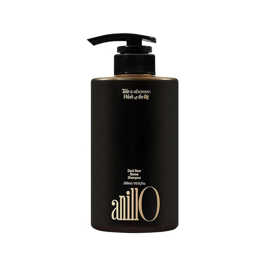 ANILLO Dark Beer Biome Shampoo - Vegan Thicker Hair & Sclap Care with Caffeine & Green Mint Complex for Volumizing Hair- Deep Cleansing, Oil Control & Cooling Effect, Sulfate-Free 500 ml / 16.9 fl oz