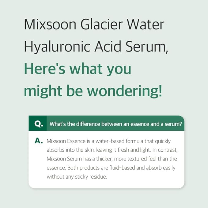 mixsoon Essential Glass Skin Duo Set moisturizer korean skin care(Bean Essence + Glacier Water Hyaluronic Acid Serum)