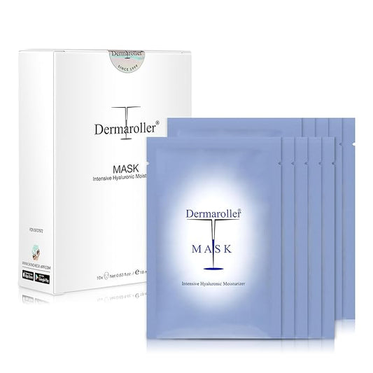 Dermaroller, Silk Face Masks Intensive Hyaluronic Acid Moisturizer with Matriyxl 3000 Tocopherol Boost Collagen Hydrate Dry Skin Reduce Fine Lines Wrinkles SingleUse Masks (10 masks)