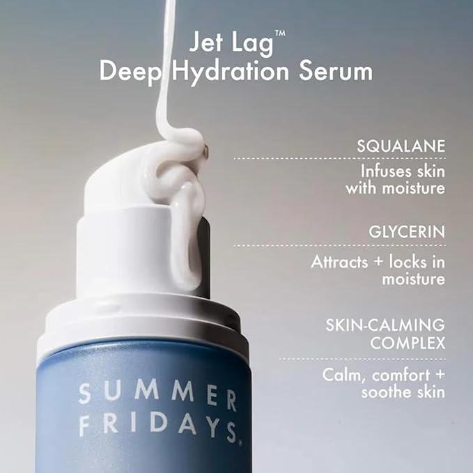 Summer Fridays Jet Lag Essentials Skincare Set - Travel Size Skincare Kit Including Jet Lag Eye Patches, Hydration Mist, Deep Hydration Face Serum & Mask (4 Count)