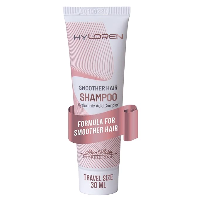 HYLOREN Smoother Hair Shampoo with Hyaluronic Acid for hair, All Hair Types, Color & Chemically Treated Hair, SLS/SLES Free, Hydrating Shampoo, Smoothing Anti Frizz Shampoo 30ml