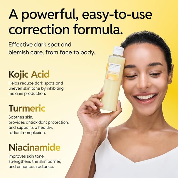 5% Niacinamide Milky Toner with Kojic Acid & Turmeric – Dark Spot Care, Skin Tone Improvement, Gentle Hydration for Face & Body, 200ml (6.76 fl oz)