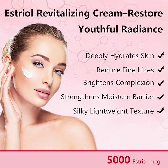 Estriol Face Cream for Women: Natural Bioidentical Moisturizer Cream with Wild Yam for Hormone Balance, Hydrates, Firms & Revitalizes Skin, 4.06 fl. Oz(3 Month Supply)