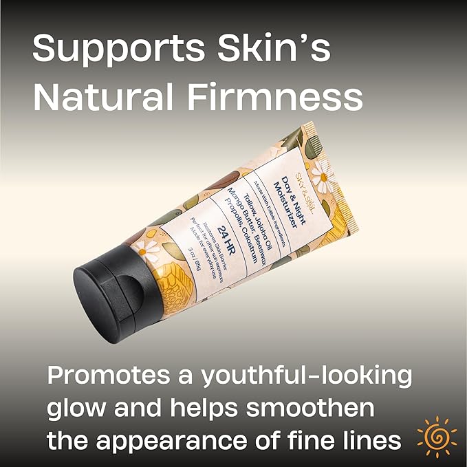 Sky and Sol Everything Cream | 100% Grass Fed Beef Tallow Moisturizer for Face and Body | Day & Night Skincare | Safe Natural Edible-Grade Ingredients | After-Sun Care | All Skin Types | 3 oz