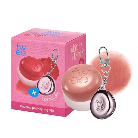 fwee Blurry Pudding Pot + Keychain SET | Airbrushed Blush & Lip, Buildable Pigment, Long-lasting, Lightweight, Easy to Blend, Natural Soft Matte Finish Makeup – My (Peachy Nude) | 0.17 oz