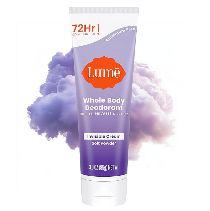 Lume Whole Body Deodorant - Invisible Cream Tube - 72 Hour Odor Control - Aluminum Free, Baking Soda Free, Skin Safe - 3.0 ounce (Soft Powder)