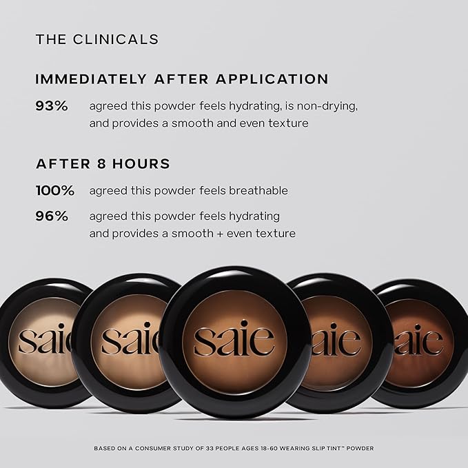 Saie Slip Tint Baked Setting Powder - Translucent Powder for Face Makeup with a Natural-Radiant Finish - Blurs, Brightens & Smooths Complexion - Translucent 4 - Tan to Deep (0.24 oz)