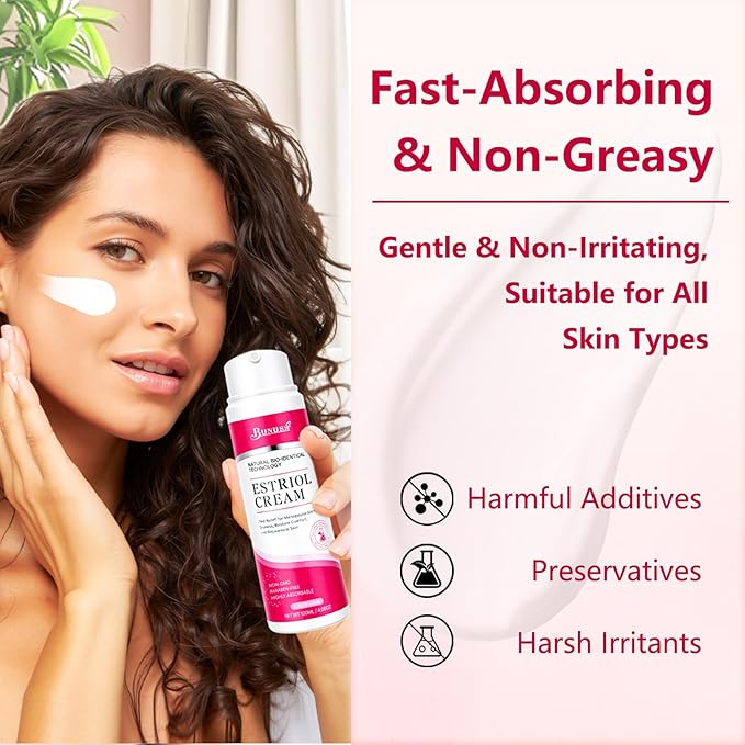 Estriol Face Cream for Women: Natural Bioidentical Moisturizer Cream with Wild Yam for Hormone Balance, Hydrates, Firms & Revitalizes Skin, 4.06 fl. Oz(3 Month Supply)