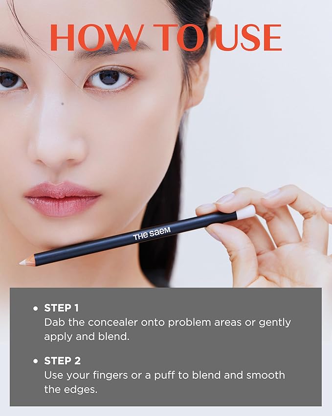 THESAEM Cover Perfection Concealer Pencil with Sharpener, Salmon Beige, Skin Foundation Concealer, 1.4g