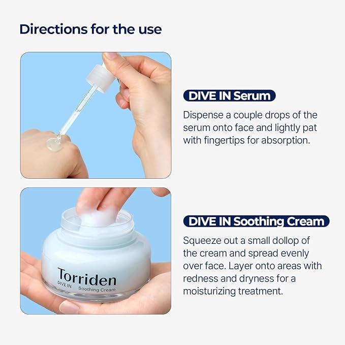 Torriden DIVE IN Serum 1.69 fl.oz. + Soothing Cream (Jar) 3.38 fl.oz. | Hyaluronic Acid Care Set | Deep Hydrating Skin Care to Get Glass Skin