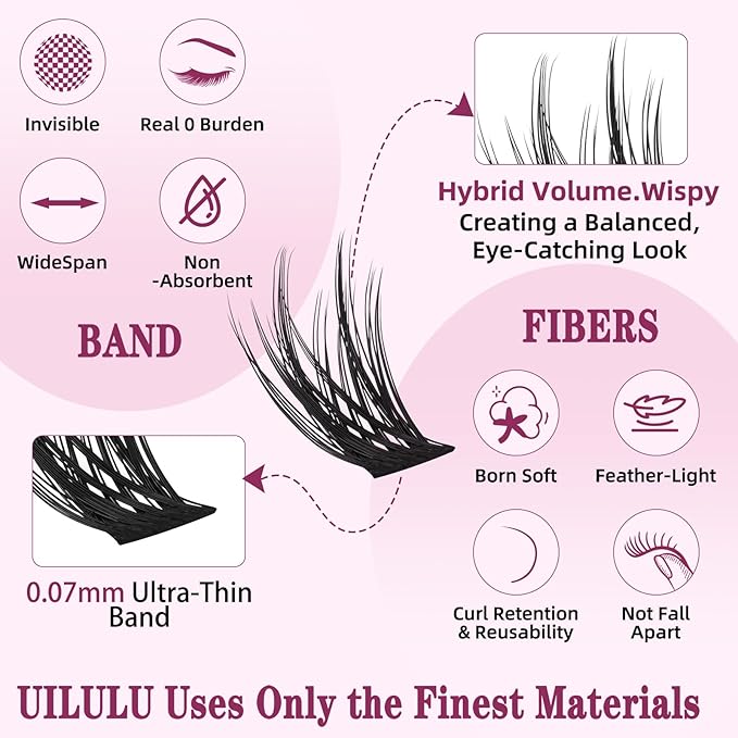 Lash Clusters Kit for DIY Lash Extension at Home, False Eyelashes Set with Bond and Seal, Lash Remover, Tweezers, D Curl Wispy Individual Clusters Eye Lash Extensions Kit (U24 DIY Lash Kit)