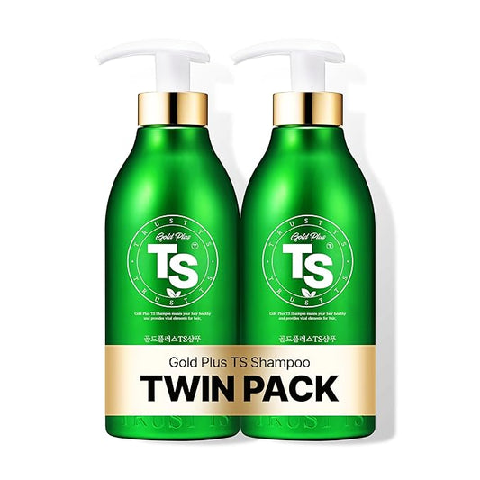 TS Gold Plus Shampoo (2EA Set) | Hair Loss Shampoo with Biotin, Gold Extract & Niacinamide | Scalp Circulation & Volume Care | Sulfate-Free Korean Hair Care for Thinning Hair (17.6 Fl Oz / 500mL)