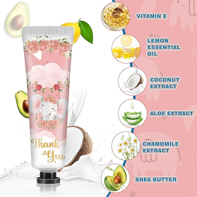48 Sets Pink Elephant Hand Cream Gifts Bulk Baby Shower Hand Cream Travel Size Lotion Bulk Fall Thanksgiving Party Supplies Favors Birthday Wedding for Guest
