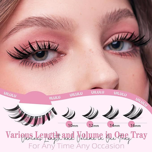 Manga Fairy Lash Clusters 10–16mm–Anime FoxEye D Curl Eyelash Clusters (Left & Right WideSpan)–DIY Wet Look Lash Extensions–Individual Fake Lashes (U29 Lashes Only)
