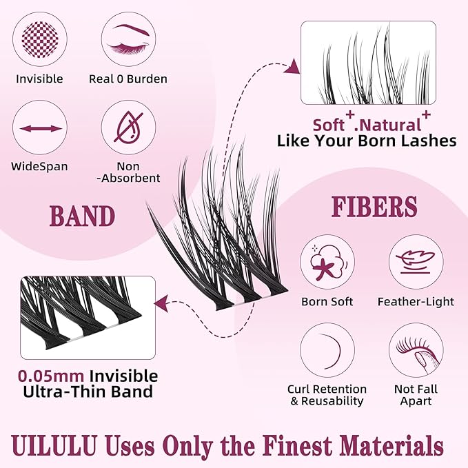 Lash Clusters 10-18mm Mix D Curl DIY Extension Eye Natural Lashes False Wispy EyeLash Cluster (U20 Eyelashes Only)