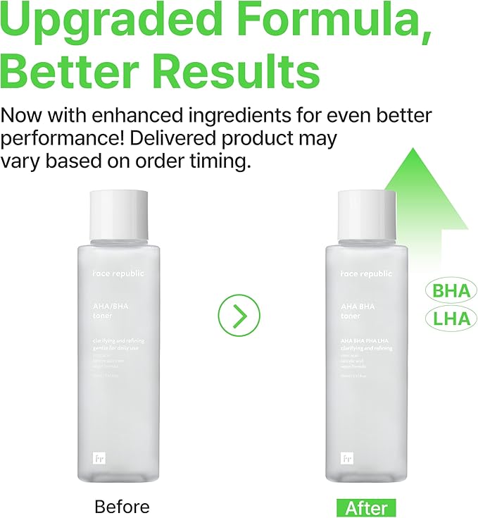 Face Republic AHA/BHA Toner 160ml 5.41 fl oz | Clarifying, Refining, Hydrating | Pore Care, Gentle Exfoliation | AHA BHA PHA LHA | for Oily, Sensitive Skin | Alcohol-Free | Vegan Korean Skincare