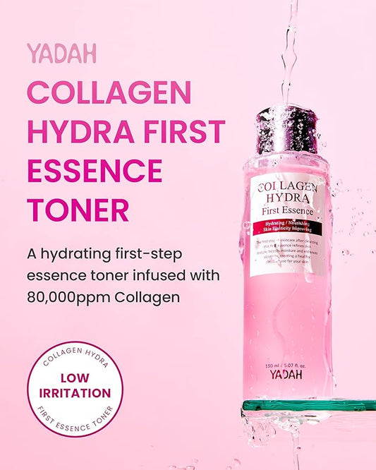 YADAH Collagen Hydra Essence – Deep Hydration, Soothing with 80,000ppm Collagen peptides and Triple Hyaluronic Acid, Centella Asiatica Extract, Niacinamide – 5.07 fl oz