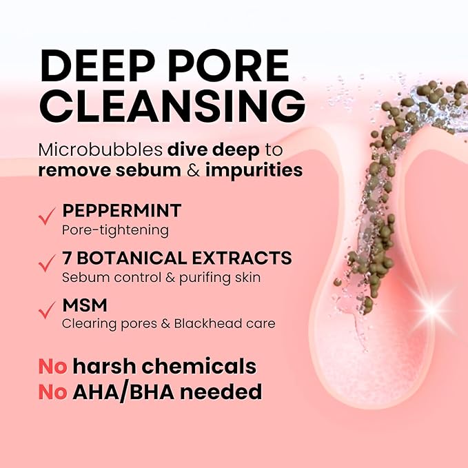 MPC Bubble Pore Cleanser, Korean Face Wash, Gentle Deep Pore Facial Cleanser with Caviar, Blackhead Makeup Remover, Pore Minimizer, Hydrating, Exfoliator, Oily, Dry Skin 10.1 fl oz