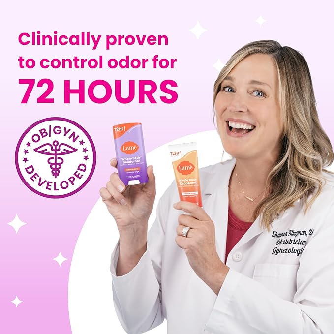 Lume Whole Body Deodorant - Invisible Cream Tube - 72 Hour Odor Control - Doctor Developed - Aluminum Free, Baking Soda Free and Skin Loving - 3.0 Ounce (Vanilla Bliss)