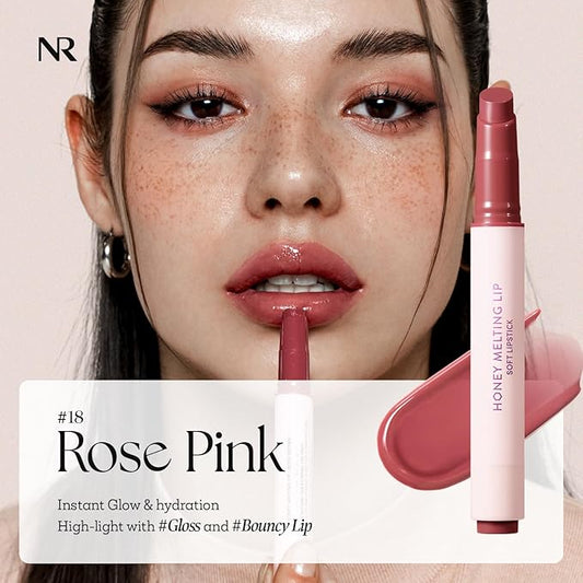 Nature Republic HONEY MELTING LIP (18 ROSE PINK) SOFT LIP STICK, Hydrating Gloss, Moisturizing balms, Sheer tint, Shine & Nude, Glowy Finish, korean make up, Stocking Stuffers