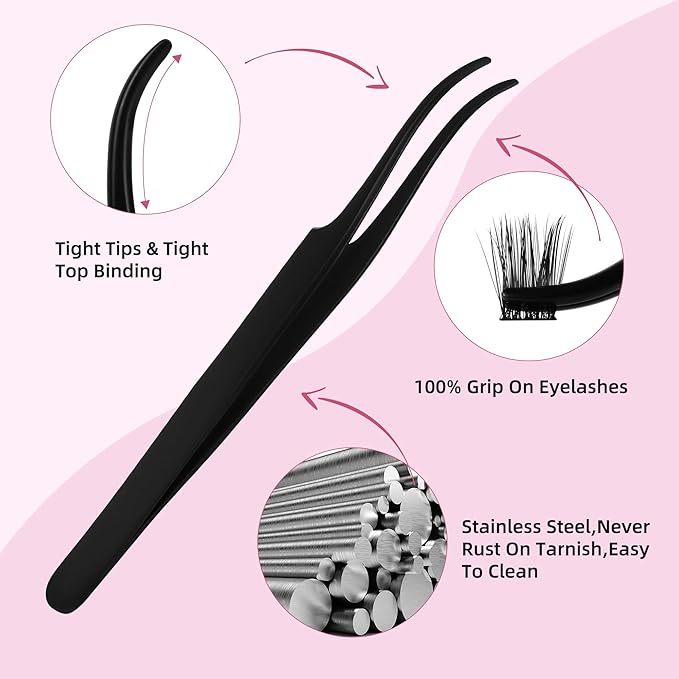Lash Clusters Kit 10-18mm Natural Lashes Clusters D Curl False Eyelash Clusters, DIY Lash Extension Kit with Lash Bond & Seal, Lash Glue Remover, Lash Tweezers(08 set)