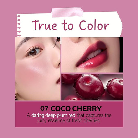 FRUDIA Glow Juicy Jam Lip & Cheek Stain (Coco Cherry) – Korean Lip Tint & Blush in One | Long-Lasting, Moisturizing, Non-Sticky Glossy Color for Lips, Cheeks & Eyes | Deep Plum Red (4.5g)