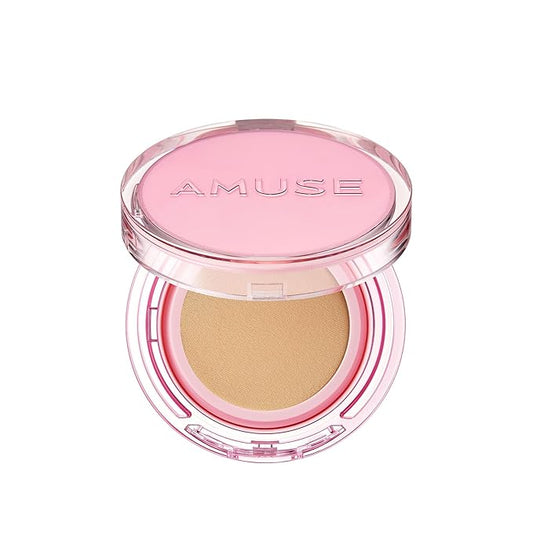 Amuse SEOUL DEW POWER VEGAN CUSHION FOUNDATION (03 HONEY) | Dewy, glow, long-lasting, double coverage, clean beauty, lightweight, natural look, foundation for sensitive skin, hydrating cushion