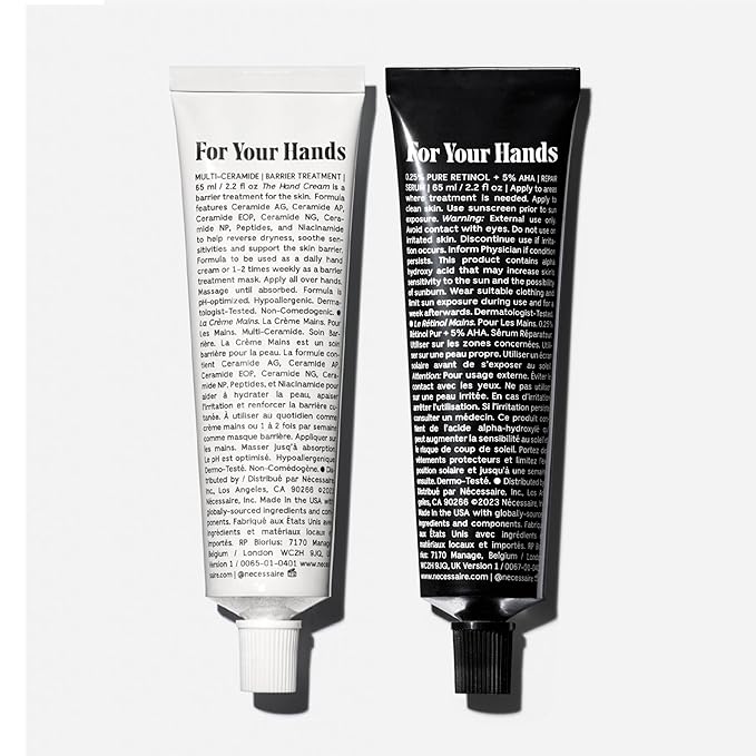 Nécessaire The Hand Duo – The Hand Cream + The Hand Retinol Treatment Holiday Gift Set for Dry Hands – Daily Moisture + Nighttime Repair with Ceramides, Peptides & Retinol – 2 x 2.5 oz