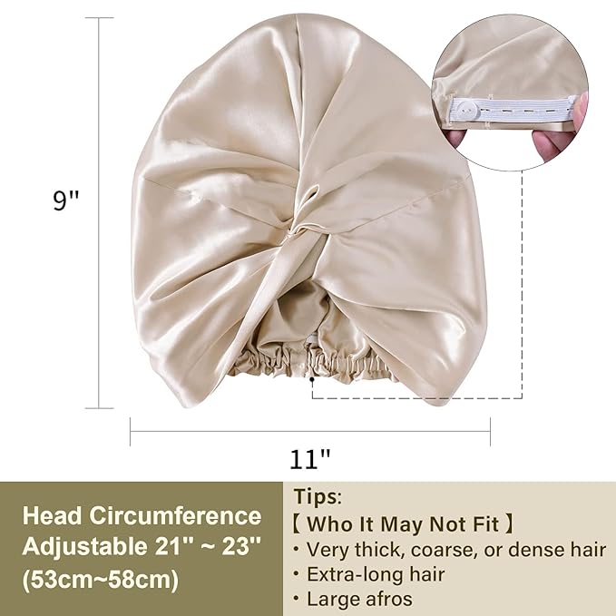 ZIMASILK 100% 22 Momme Mulberry Silk Bonnet for Sleeping Women, Breathable Silk Hair Wrap for Premium Hair Protection - Reducing Friction (1Pc, Cream)