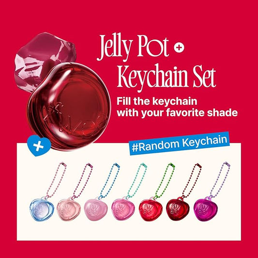 fwee Glowy Jelly Pot + Keychain SET | Dewy Jelly Lip & Blush Color, Tinted Glow Jelly Balm, Dewy Buildable Finish – Lavender Whip (Creamy Lavender) | 0.14 oz