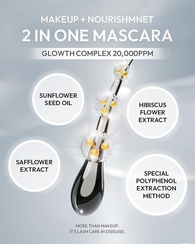 HEVVYMAKEUP Define Eyes Mascara Black Long & Lash - Lash Extension Lengthening, Defining - Feathery Soft, No Smudging, No Clumping - Korean Eye Makeup, 0.30 fl.oz.