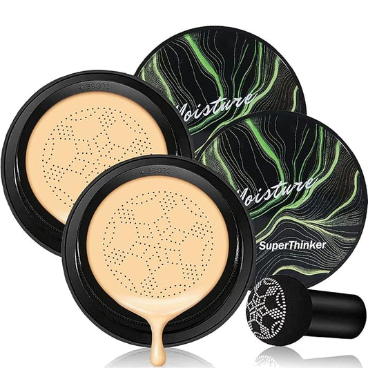 Mushroom Head Air Cushion CC Cream, BB Cream Face Makeup Foundation for Mature Skin Moisturizing Concealer Brighten Long-Lasting, Even Skin Tone for All Skin Types