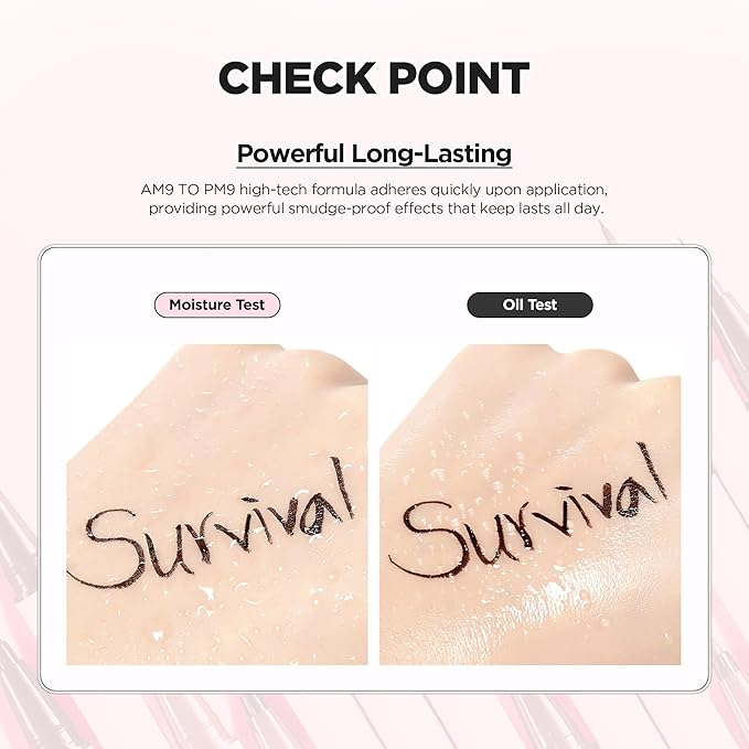 lilybyred AM9 to PM9 Survival Penliner | Korean Waterproof Liquid Eyeliner, 0.1mm Ultra-Fine Brush, Highly Pigmented, Quick-Dry, Smudge-Proof, Long-Lasting, Precision Line, 0.021 oz. (03 Walnut Brown)