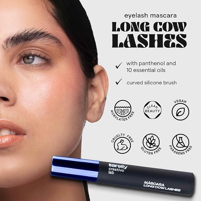 SARELLY SARELLY, Long Cow Lashes Mascara, Waterproof, Nourishing, Lash-Conditioning, Clean Beauty, Sarelly Creative Lab