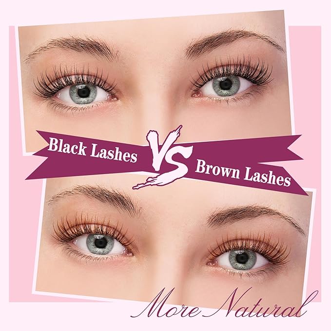 Brown Lash Clusters Kit Natural Lashes Extensions Wispy Eyelash Cluster 160pcs D Curl Left&Right with Bond & Seal, Glue Remover, Tweezers(U16)