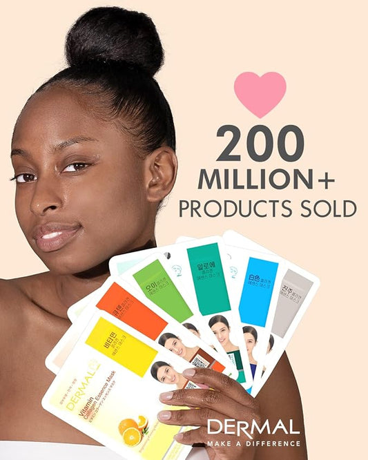 DERMAL 24 Combo Pack Made in Korea Facial Mask – 20+ Years of K-Beauty Experience, Premium Quality Korean Sheet Masks for Daily Skincare Routine