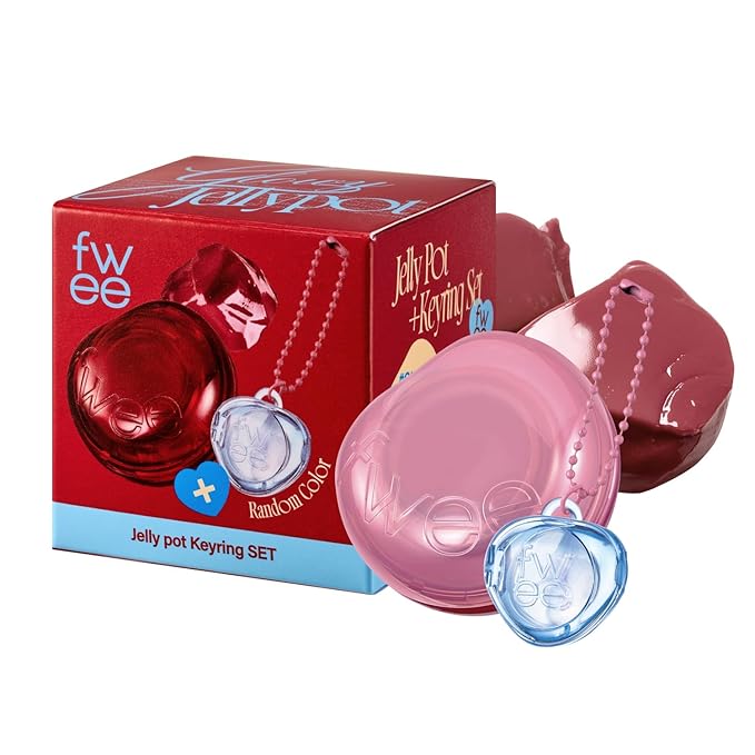fwee Glowy Jelly Pot + Keychain SET | Dewy Jelly Lip & Blush Color, Tinted Glow Jelly Balm, Dewy Buildable Finish – Rosy Glaze (Dusty Rose) | 0.14 oz