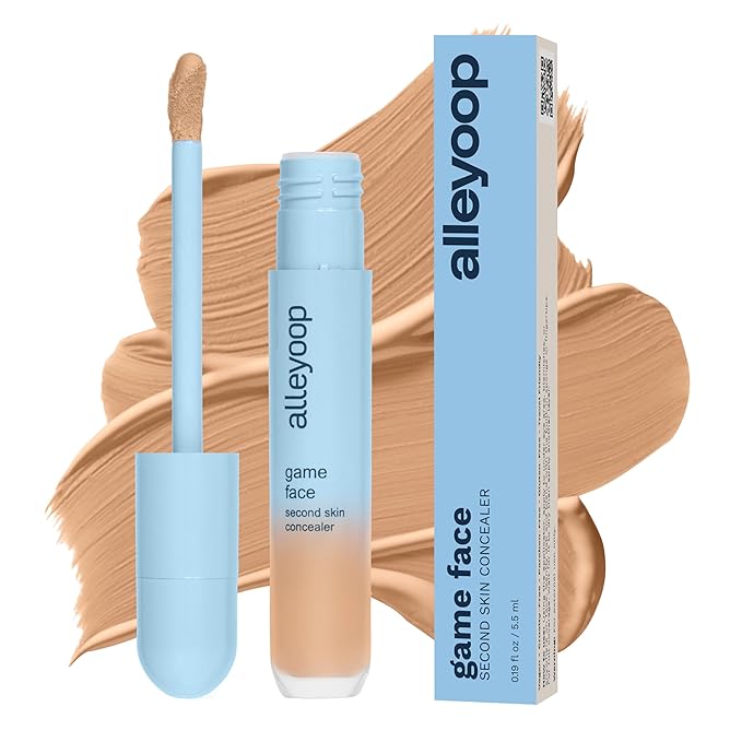 Alleyoop Game Face Makeup Concealer - Lightweight, Buildable Under Eye Concealer for Dark Circles, Hydrating Cream Formula for Women with Aloe Stem Cell - Smooth, Crease-Proof Makeup, MVP