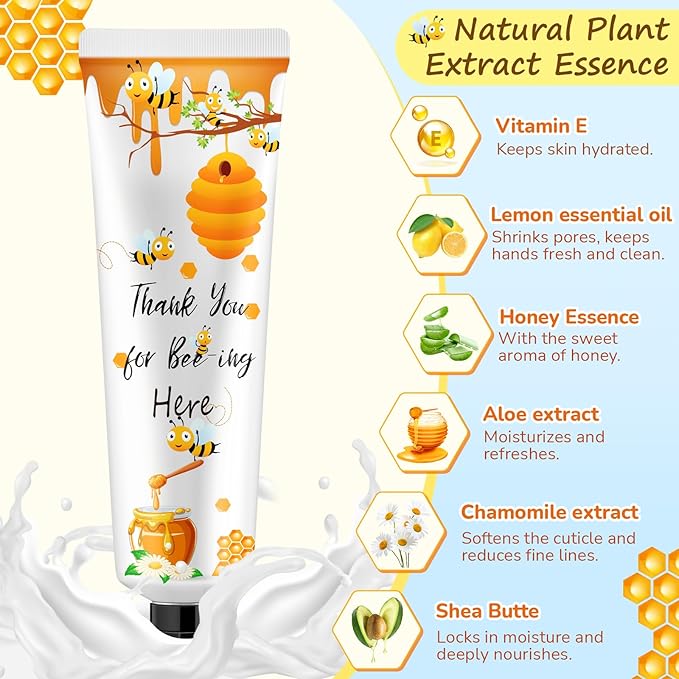 48 Sets Honey Hand Cream Gifts Bulk Baby Shower Hand Cream Travel Size Lotion Bulk Fall Thanksgiving Party Supplies Favors Birthday Wedding for Guest