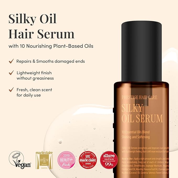 CURLYSHYLL Silky Oil Serum | A lightweight hair serum | Ten of naturallyderived oil blends | EVE VEGAN 70ml
