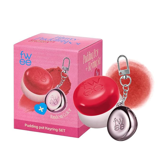 fwee Blurry Pudding Pot + Keychain SET | Airbrushed Blush & Lip, Buildable Pigment, Long-lasting, Lightweight, Easy to Blend, Natural Soft Matte Finish Makeup – Ambitious (Warm Red) | 0.17 oz