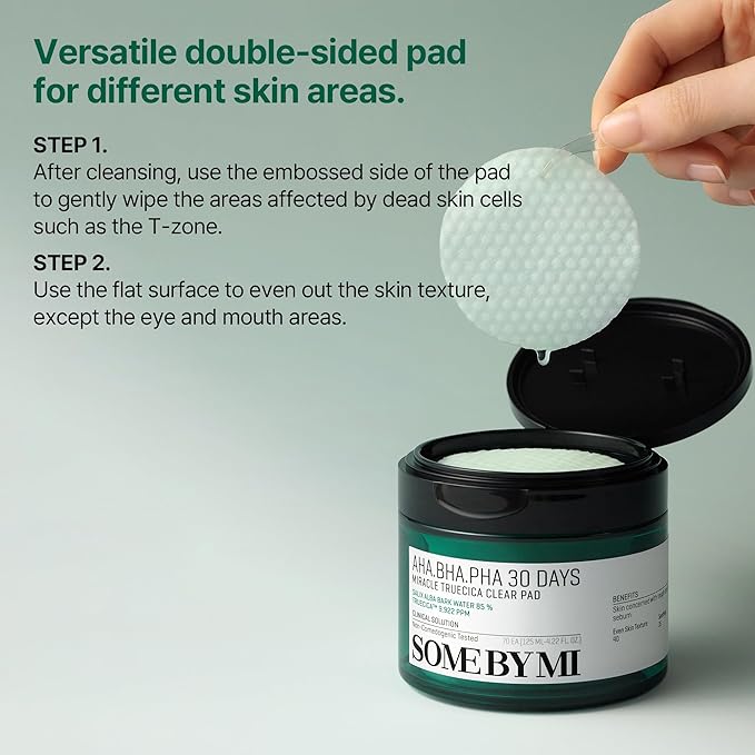 SOME BY MI AHA BHA PHA 30 Days Miracle Truecica Clear Pad – 70 Pads – Korean Exfoliating Centella Face Toner Pads – Gently Clears Impurities, Refines Pores & Smooths Skin Texture – Korean Skin Care