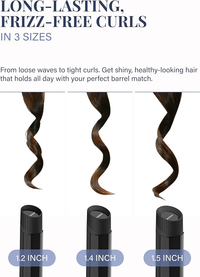 GLAMPALM Professional Curling Iron 1.6" - Long Barrel Ceramic Hair Curler for Women, Korea's No.1 Salon Hot Tool, 5 Temps & 30s Heat-up, 3D Swivel Cord & Dual Voltage, Black (GP628) (1.6")