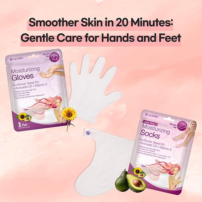 Epielle Moisturizing Hand Masks 6 Pairs, Deep Moisturizing Gloves for Dry, Cracked Hands, Relieve and Soften with Sunflower Seed Oil & Avocado Oil, Korean Skin Care, Spa Set, Self Care Gifts for Women